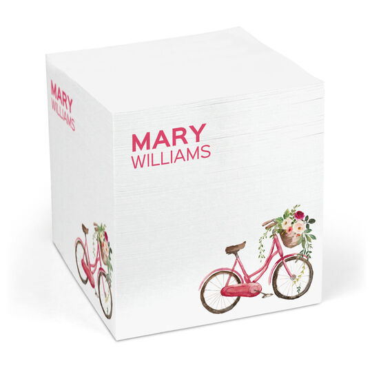 Red Bicycle Sticky Memo Cube